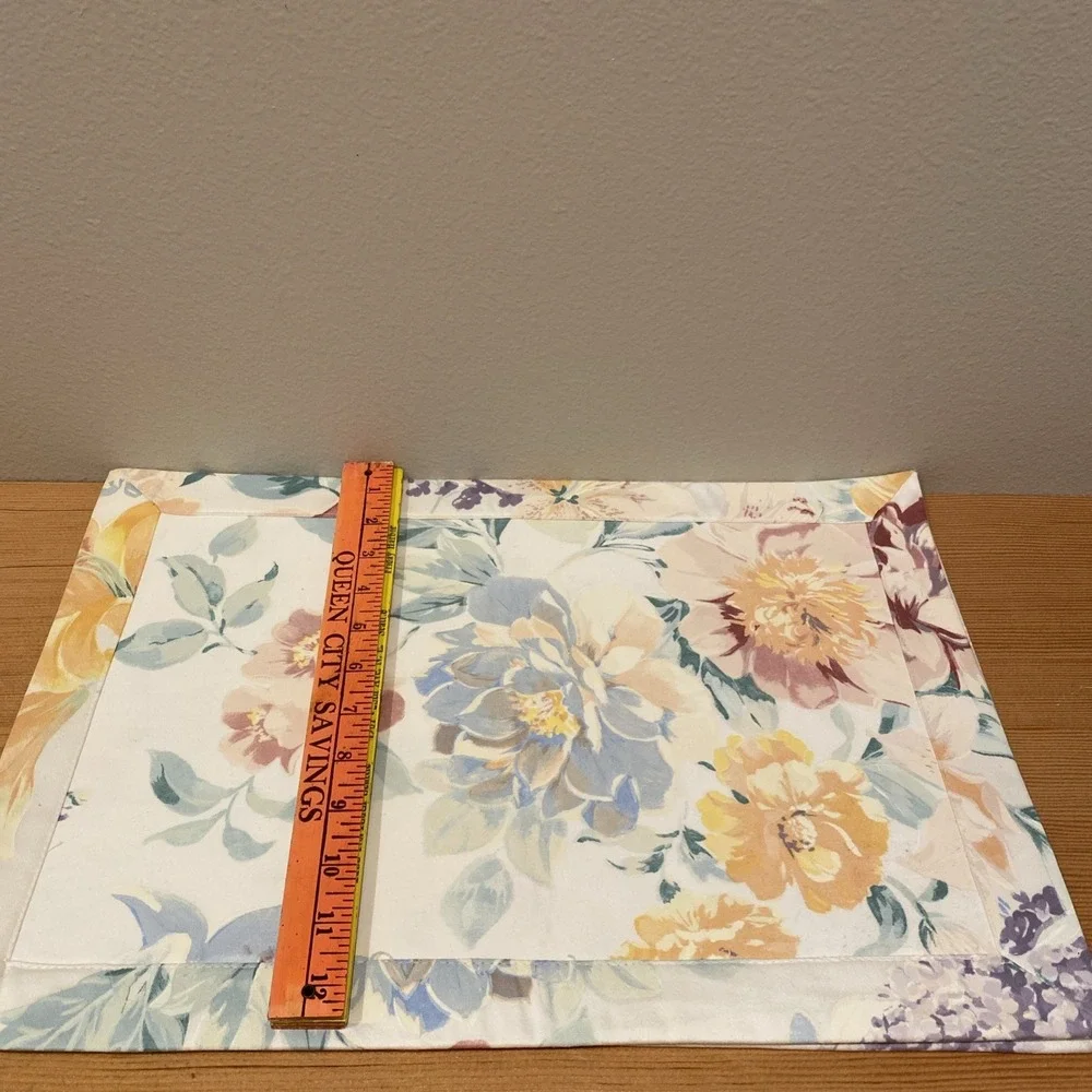 Waterford Rectangular‎ Placemats Floral Set Of Two Pastels Blue Green Yellow
